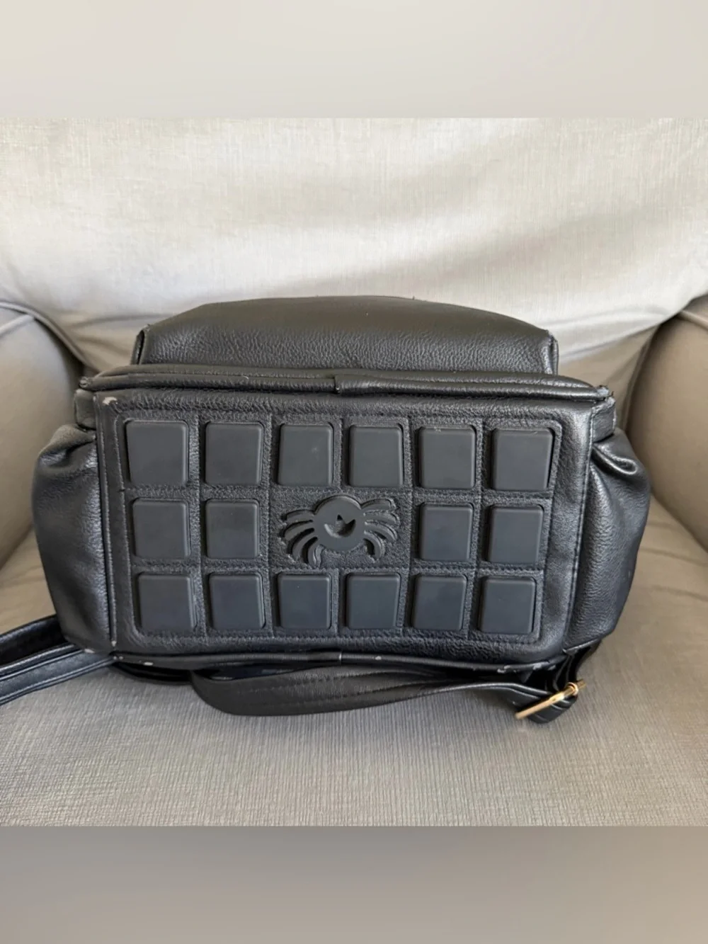Itzy Ritzy Mini Black Faux Leather diaper Backpack